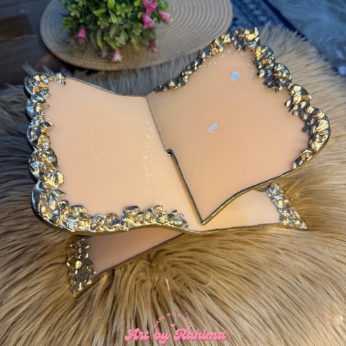 Elegant resin Quran stand with gold stone border