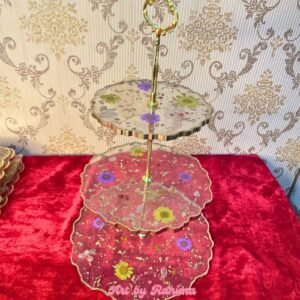 3-Tier Floral Resin Cake Stand | Handmade Dessert & Cake Display