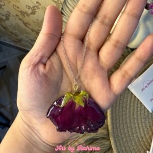 Full Rose Flower Preserved Resin Pendant | Handmade Floral Jewellery