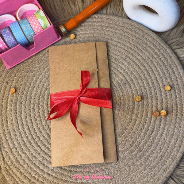 Customized trifold letter card with Polaroids, quotes, and calendar date