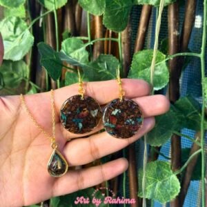Real Flowers Preserved Pendant with Drop Earrings Set | Handmade Resin Jewelry