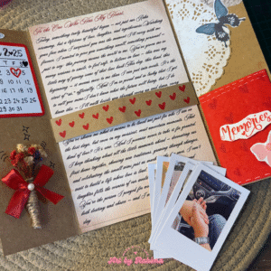 Vintage Flap Card with Printed Letters and Polaroids | Handmade Personalized Keepsake