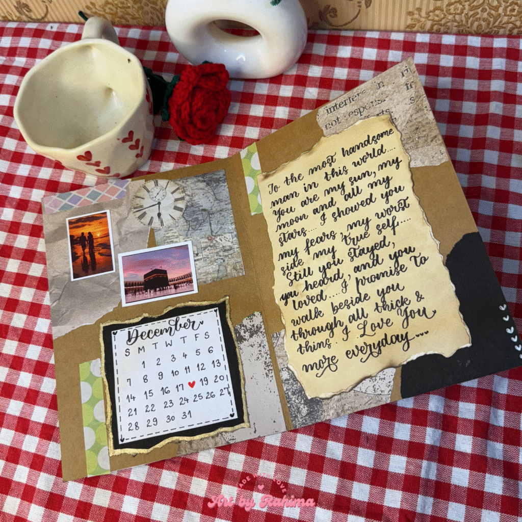 Vintage style card with envelope tied for gifting