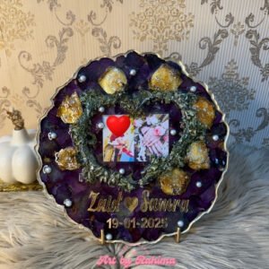 10 Inch Personalised Resin Frame with Preserved Gajray & Flowers