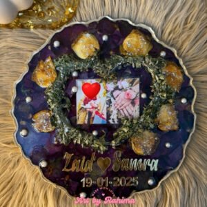 10 Inch Personalised Resin Frame with Preserved Gajray & Flowers