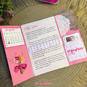 Pink Pookie Theme Flap Card with Printed Letters & Polaroids | Handmade Personalized Card