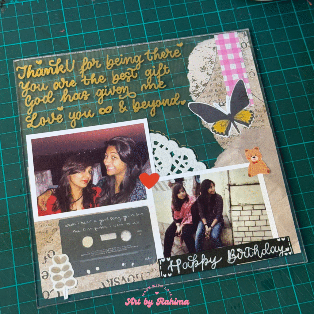 Customized acrylic card wrapped in vintage-style packaging