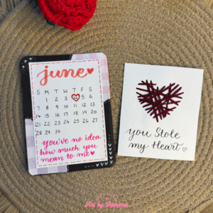 Cute Calendar Card & Heart Embroidery Card | 2 Cards