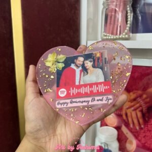 6 Inch Heart Personalized Frame with Spotify Code | Wooden Stand Complimentary