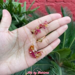 Real Flower Preserved Minimal Jewellery Set | Pendant, Stud Earrings & Ring