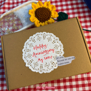 Letter Scroll & Crochet Rose Hamper | Decorated Hamper with Lights