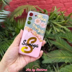 Customized Resin Phone Cover with Preserved Flowers & Text | Personalized Floral Phone Case