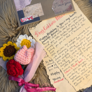 Letter & Crochet Bouquet Hamper | Decorated Hamper with Lights