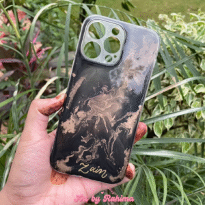 Marble Design Resin Phone Case with Custom Text | Personalized Resin Cover