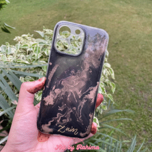 Marble Design Resin Phone Case with Custom Text | Personalized Resin Cover