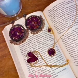 Real Flower Preserved Jewellery Set | Jhumka, Bracelet, Pendant & Ring