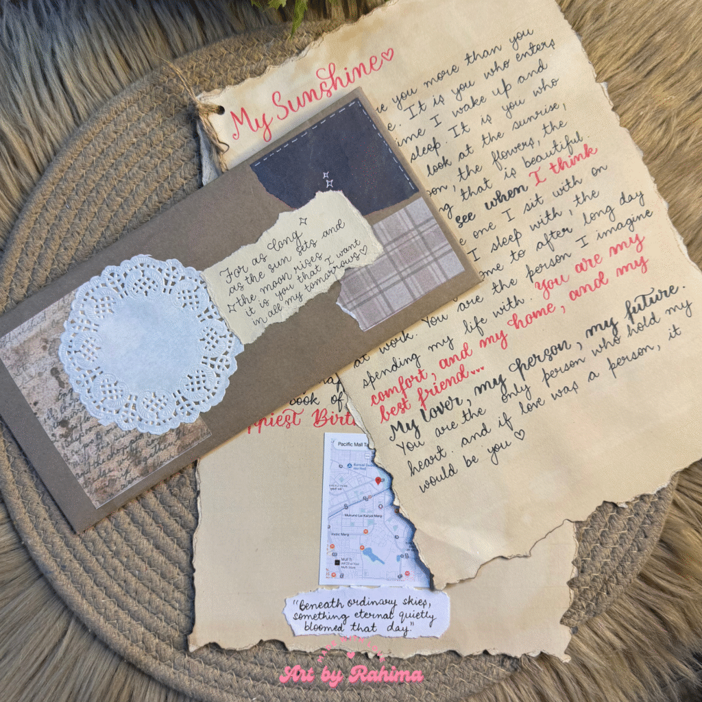 Close-up of vintage handwritten letter with elegant writing