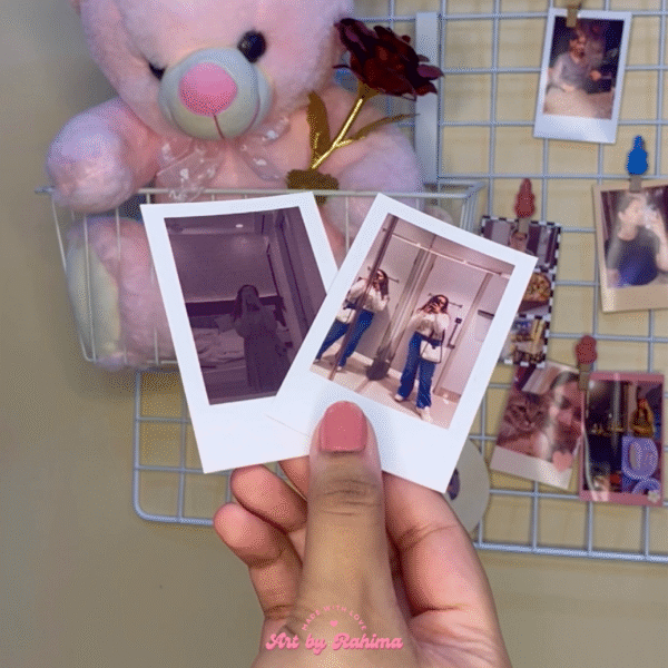 Custom Polaroid prints used in scrapbook and gift setup