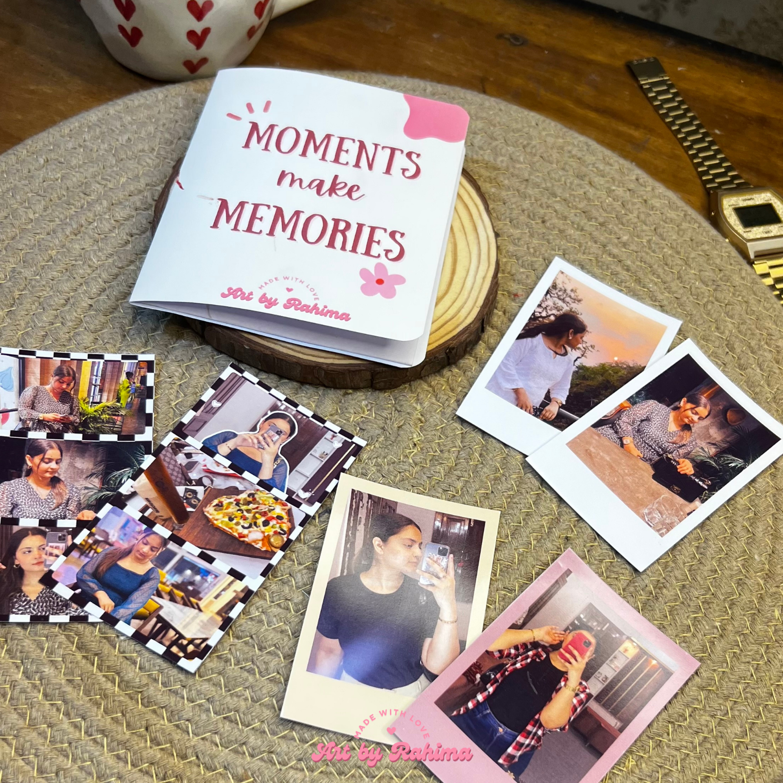 Polaroids memory pack with photos and flap card