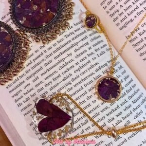 Real Flower Preserved Jewellery Set | Jhumka, Bracelet, Pendant & Ring