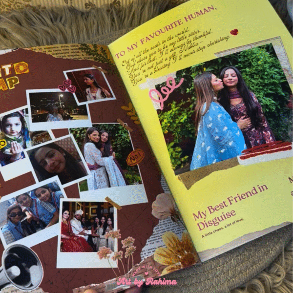 Custom magazine with multiple photo layouts and stories