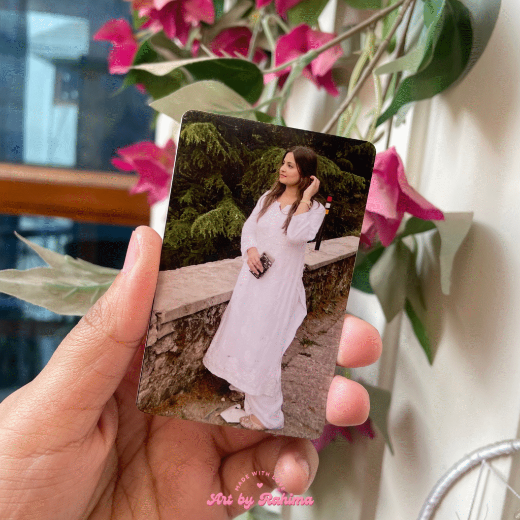 Custom wallet card with photo printed on front side