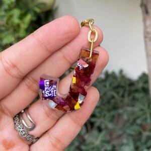 Rose Flower & Chocolate Wrapper Preserved Alphabet Keychain