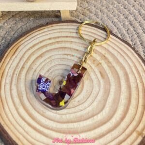 Rose Flower & Chocolate Wrapper Preserved Alphabet Keychain