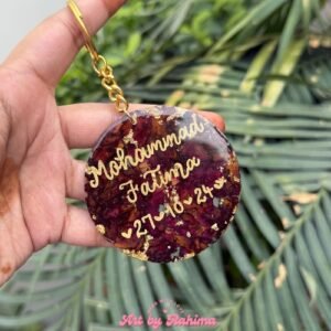 Personalized Flower Preserved Text Keychain