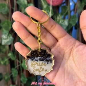 Dual Sided Custom Name Keychain with Preserved Flowers