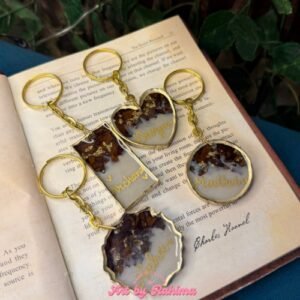 Custom Name Rose Petal Keychain | Personalized Resin Keychain