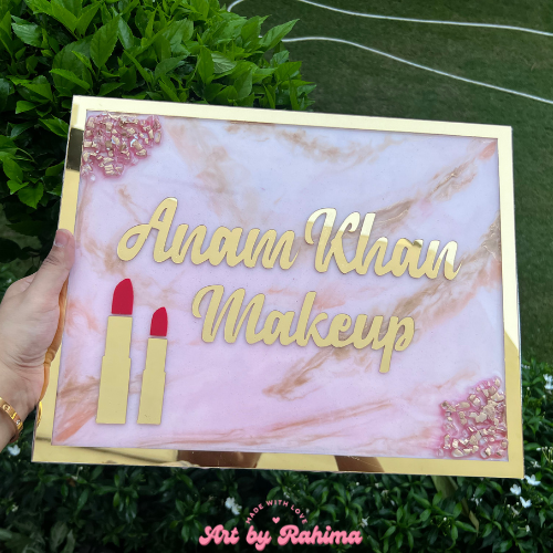 Handmade resin name plate with personalized design