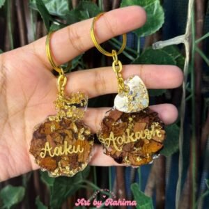 Personalized Hand made Rose Petal Keychain with Heart Charm