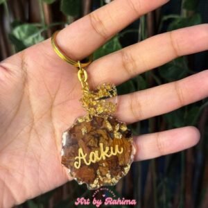 Personalized Hand made Rose Petal Keychain with Heart Charm