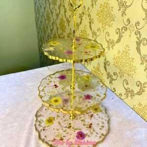 3-Tier Floral Resin Cake Stand | Handmade Dessert & Cake Display