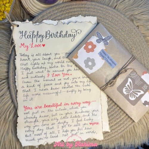 Custom vintage handwritten letter on textured paper