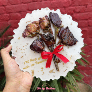 Rose Bouquet Frame 8 Inch with Golden Stand | Preserved Flower Resin Frame