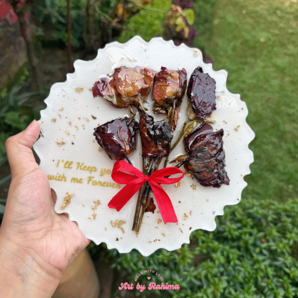 Handmade resin rose bouquet frame in making process