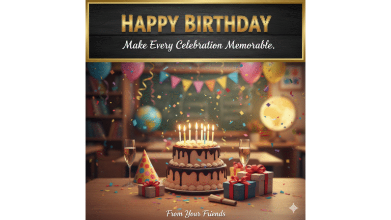 Beautiful handmade birthday greeting card featuring elegant calligraphy, floral elements, and resin embellishments – perfect for making birthdays memorable