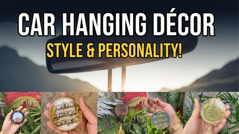 Handmade resin car hanging décor with floral details