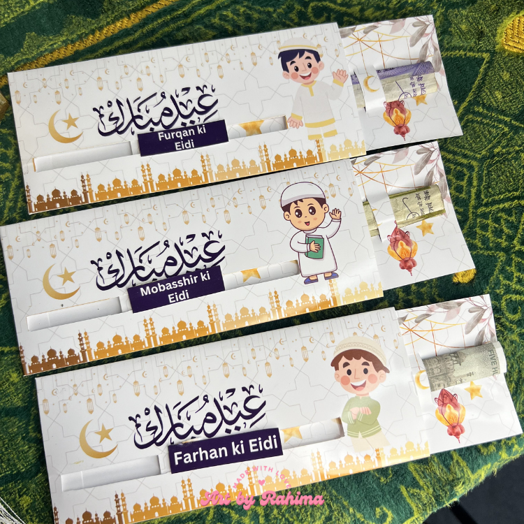 Slider Eidi cards with name customisation for Eid