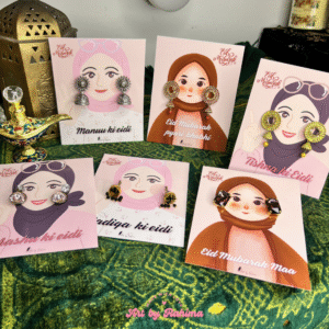 Earrings Holder Eidi Cards (Only Cards) | Personalised Eid Gift Cards – Pack of 4