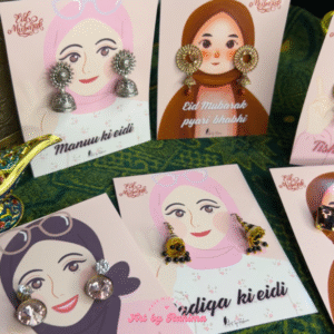 Earrings Holder Eidi Cards (Only Cards) | Personalised Eid Gift Cards – Pack of 4