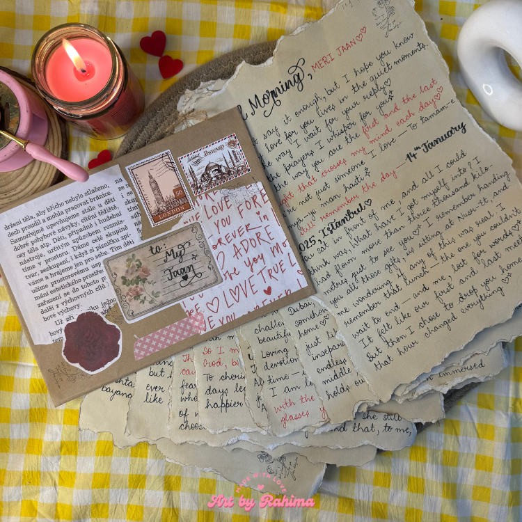 Personalized handwritten long letter on vintage paper